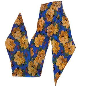 Vintage Skinny Silk Echo Scarf Floral Flowey Cottage Core Boho‎ 80’s 90’s